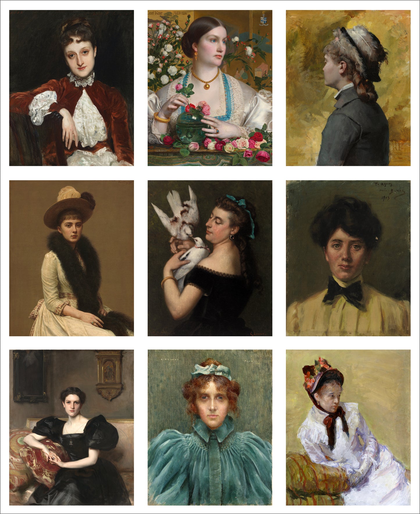 9 x MINI Vintage Art Fabric Prints | 19th Century Portraits Two | NEW LUXURY FABRIC