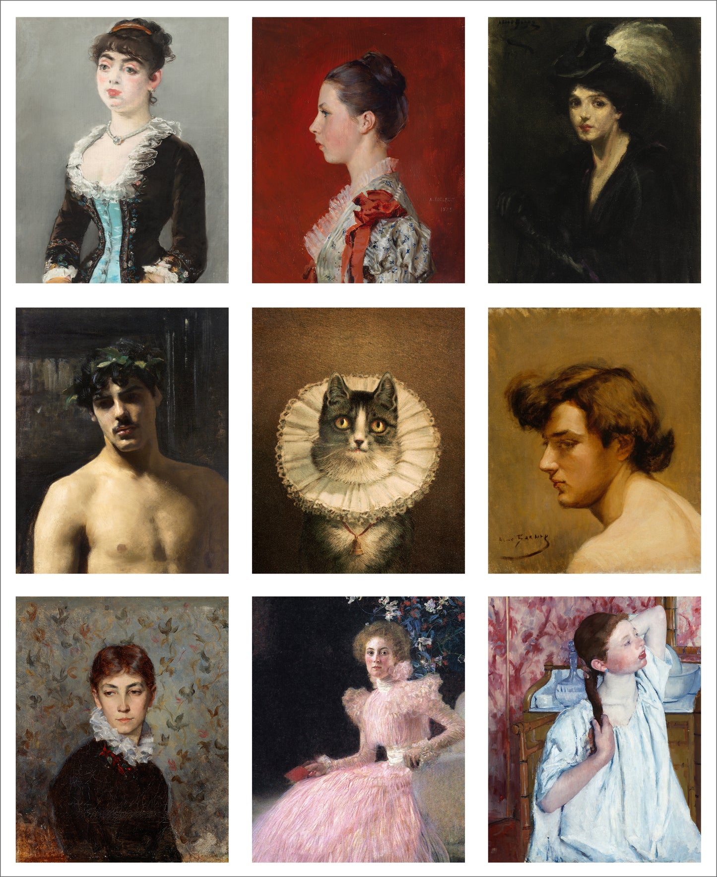 9 x MINI Vintage Art Fabric Prints | 19th Century Portraits Three | NEW LUXURY FABRIC
