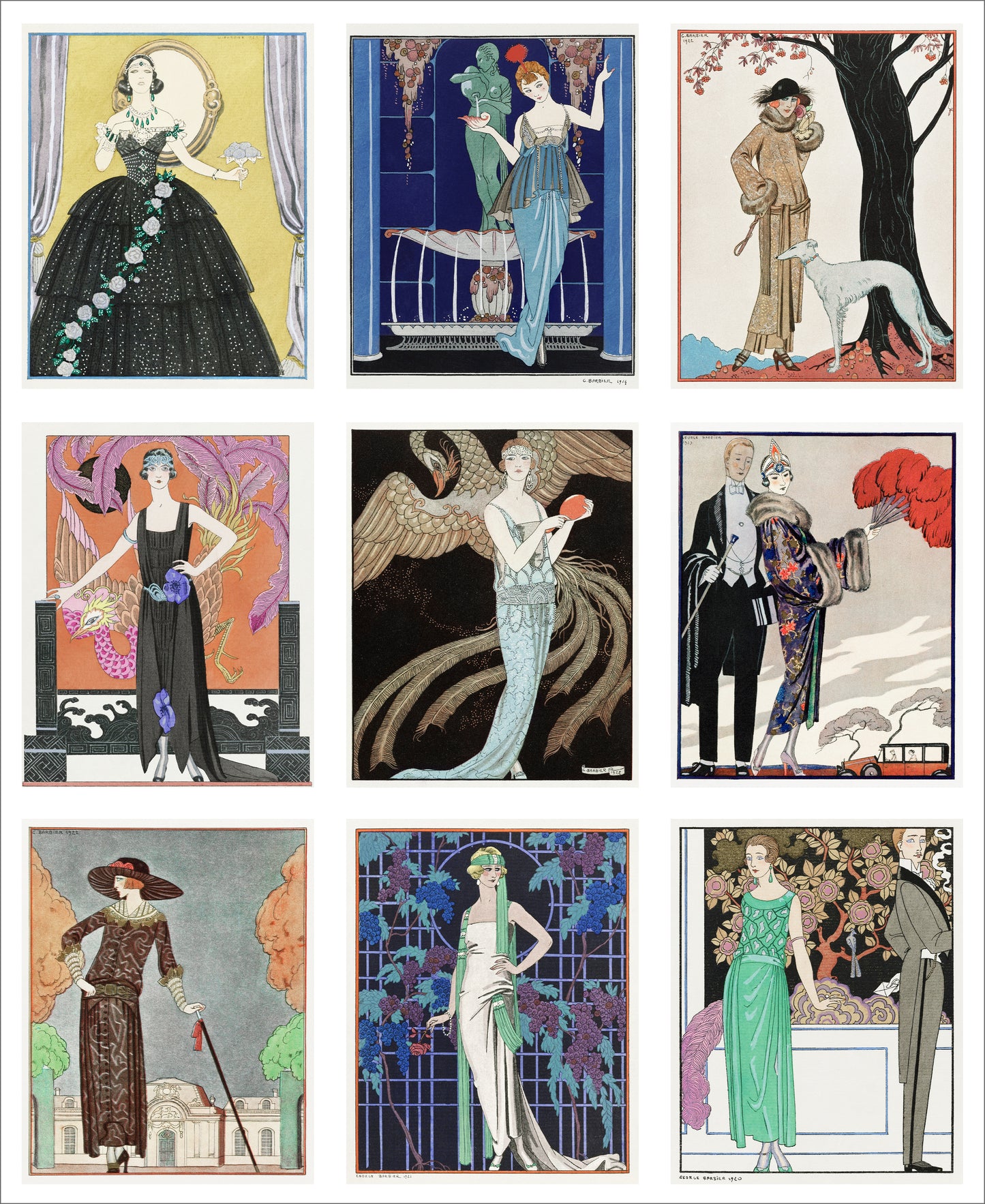 9 x MINI Vintage Art Fabric Prints | 1920's Fashion Illustrations | NEW LUXURY FABRIC