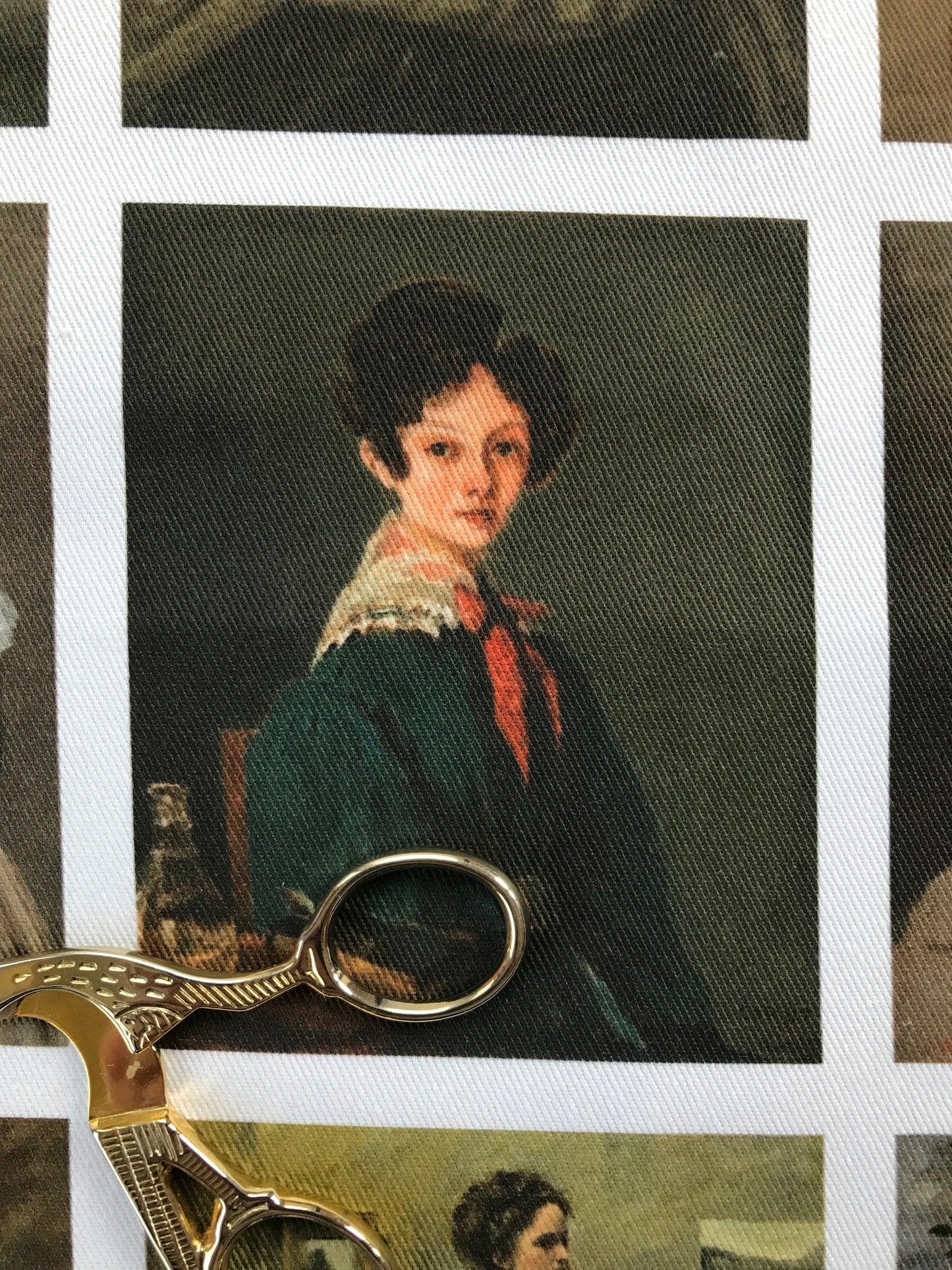 9 x MINI Vintage Art Fabric Prints | Jean Baptiste Camille Corot Portraits