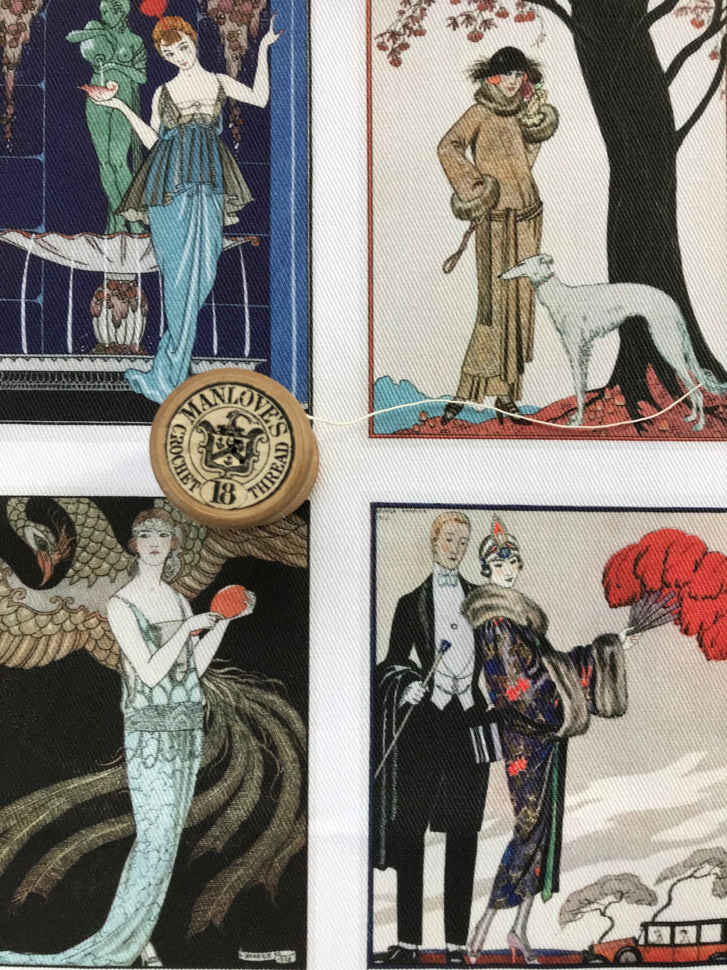 9 x MINI Vintage Art Fabric Prints | 1920's Fashion Illustrations | NEW LUXURY FABRIC