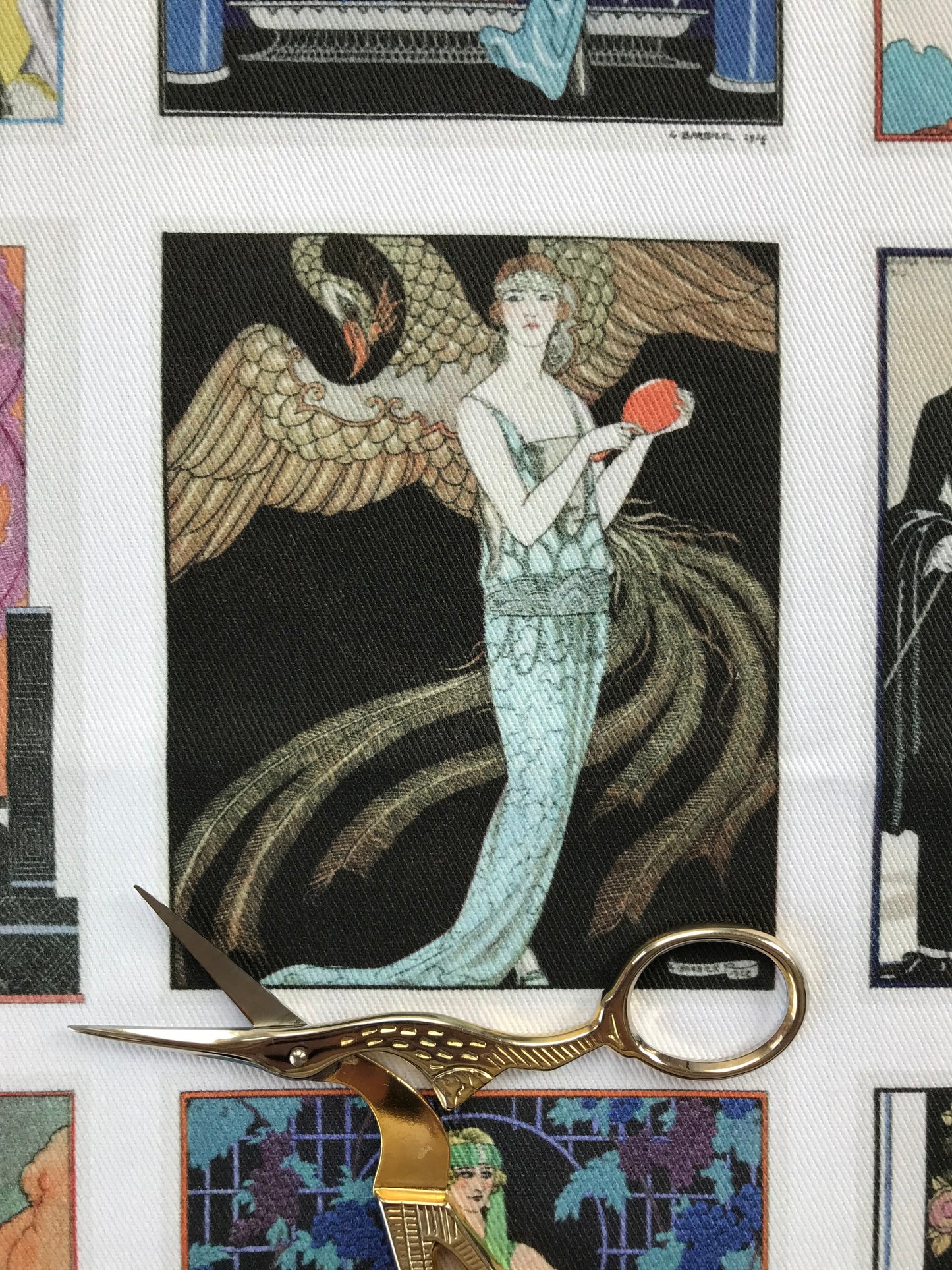 9 x MINI Vintage Art Fabric Prints | 1920's Fashion Illustrations | NEW LUXURY FABRIC
