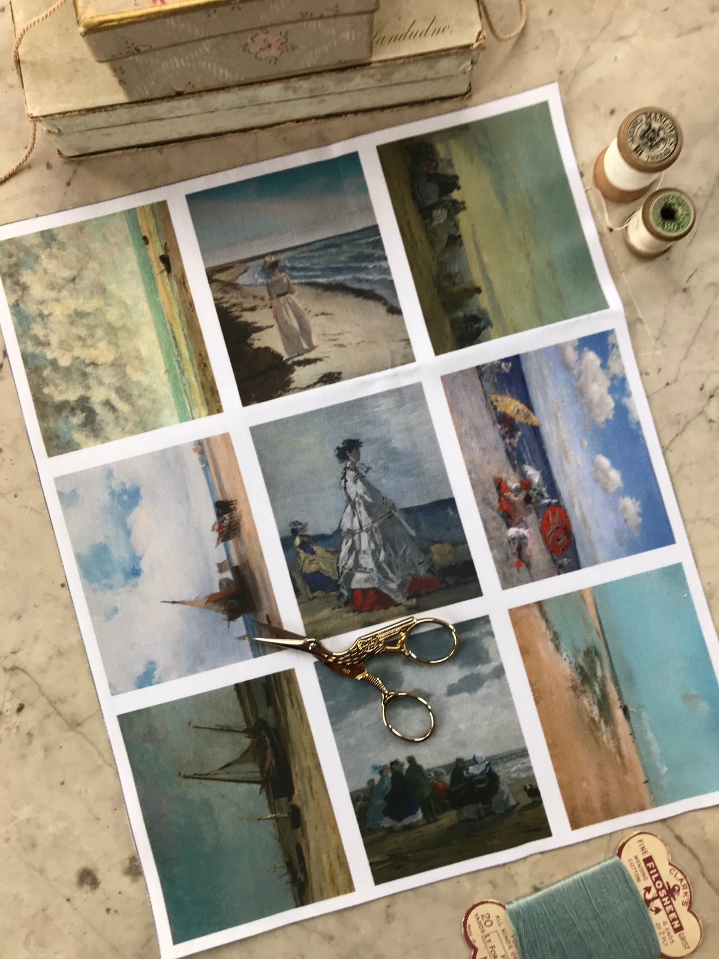 9 x MINI Vintage Art Fabric Prints | Seaside | NEW LUXURY FABRIC