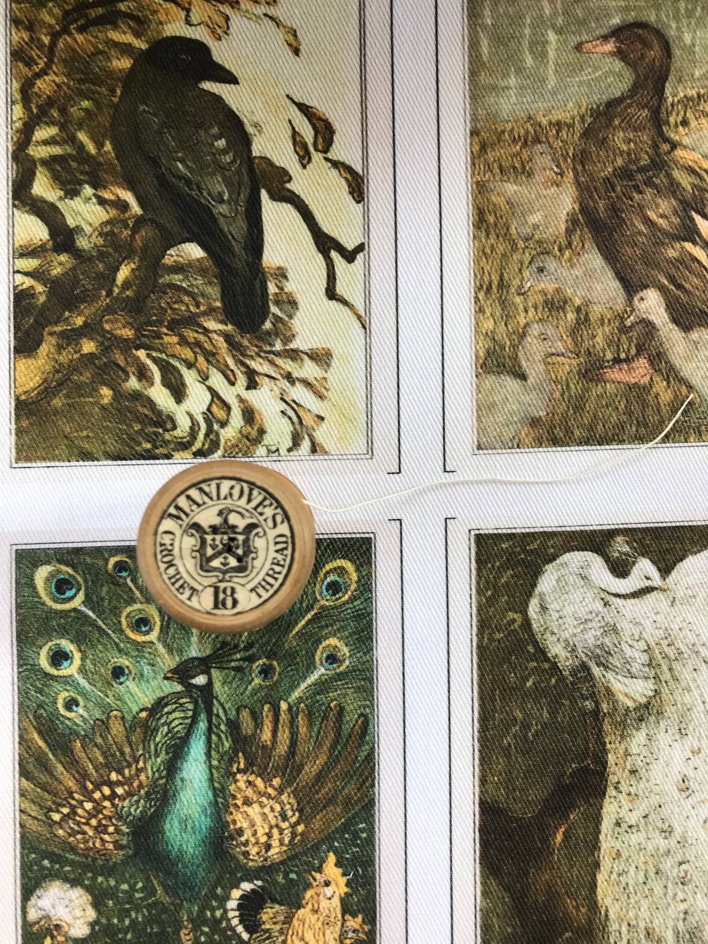 9 x MINI Vintage Art Fabric Prints | Theo Van Hoytema Birds | NEW LUXURY FABRIC