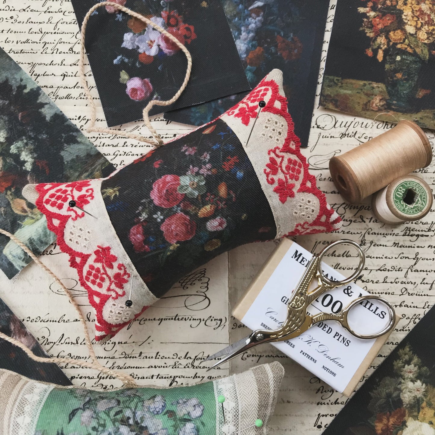 9 x MINI Vintage Art Fabric Prints | Floral Paintings | NEW LUXURY FABRIC