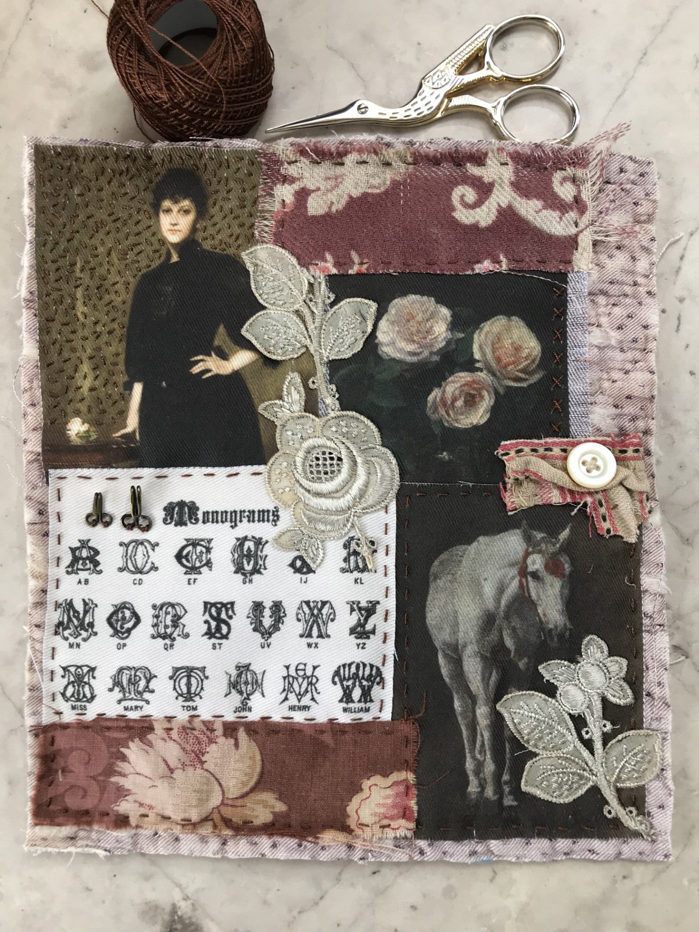9 x MINI Vintage Art Fabric Prints | Gothic Portraits | NEW LUXURY FABRIC