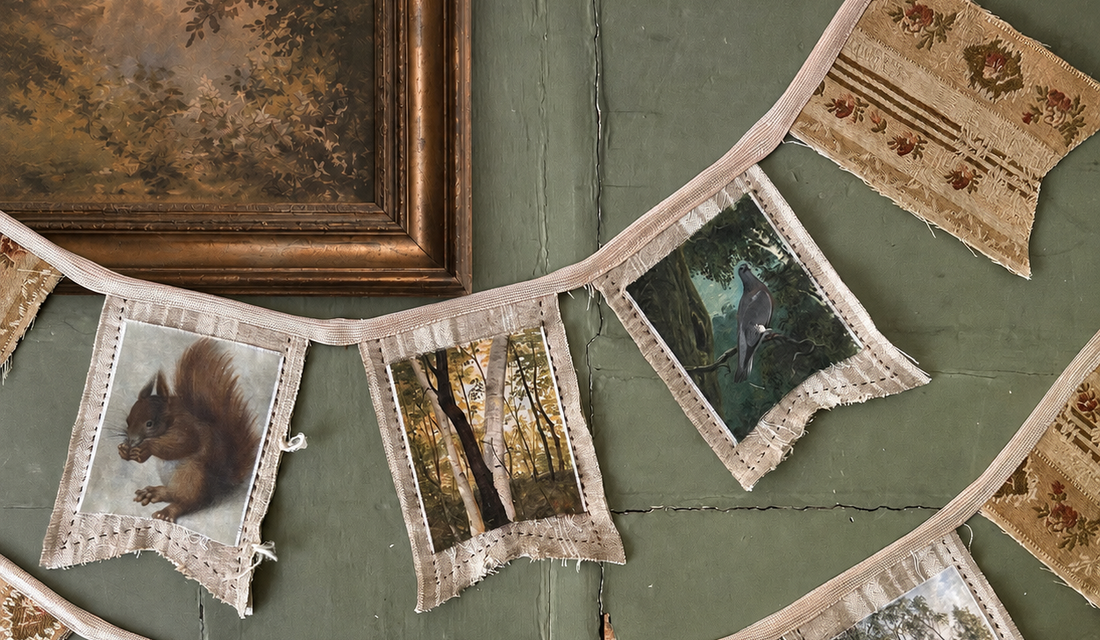 Woodland Bunting with Vintage Fabrics