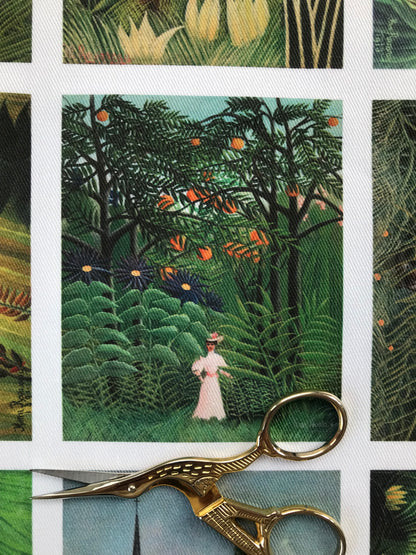 Set of 9 Mini Vintage Art Fabric Prints | Rousseau