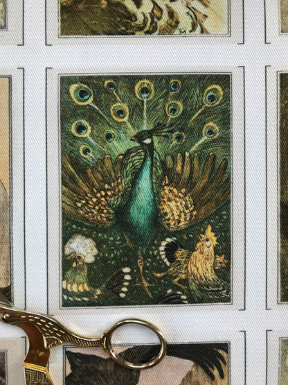 Set of 9 Mini Vintage Art Fabric Prints | Theo Van Hoytema Birds