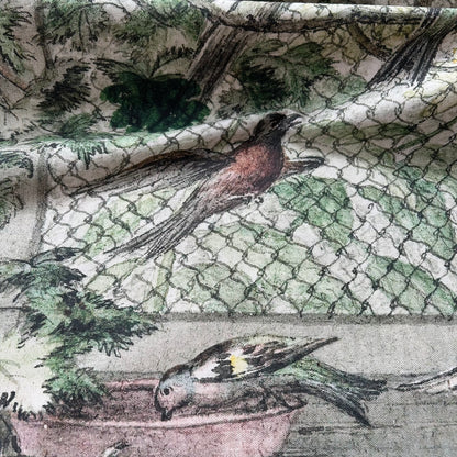 Vintage Art Textile Panel | Aviary