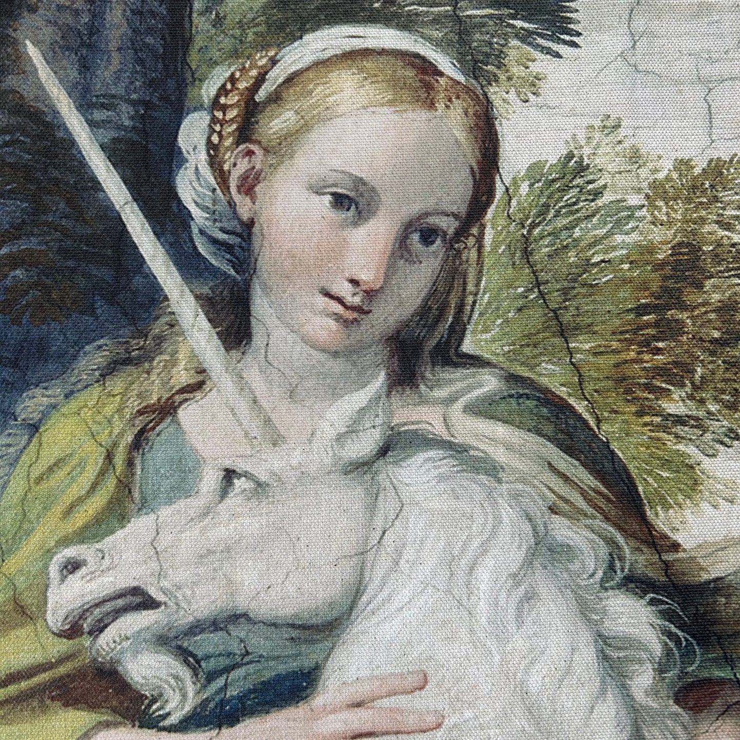 Vintage Art Textile Panel | Unicorn