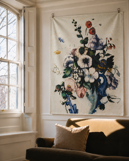 Vintage Art Textile Panel | Rococo Vase