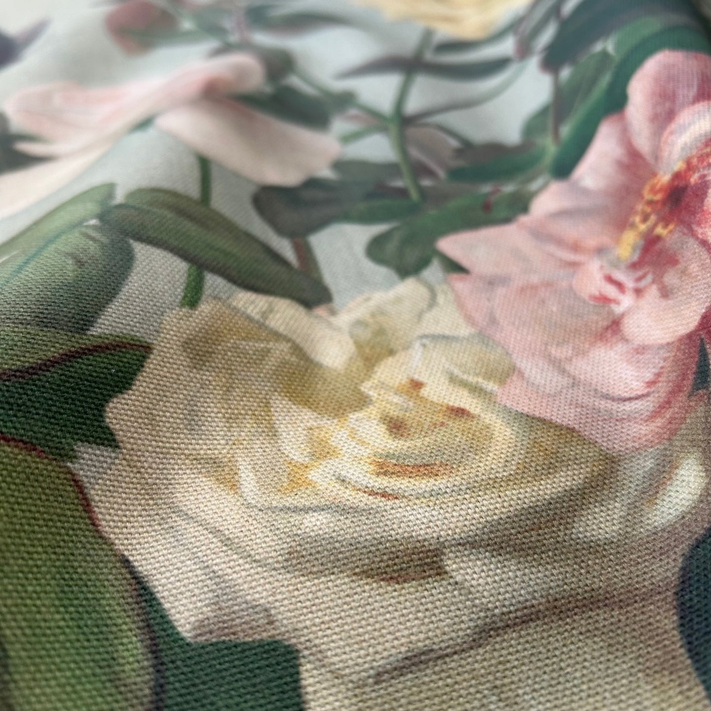 Vintage Art Textile Panel | Roses & Butterfly