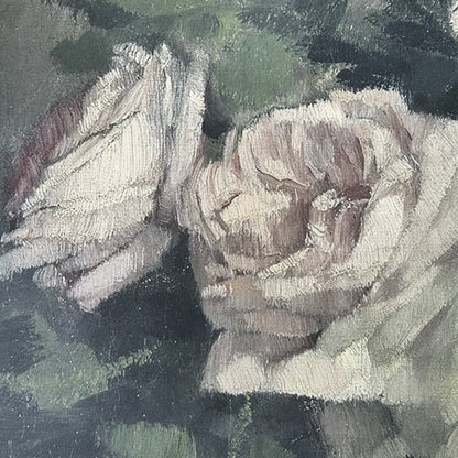 Vintage Art Textile Panel | Old Roses