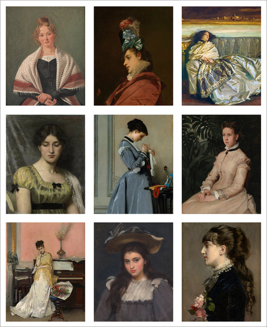 9 x MINI Vintage Art Fabric Prints | 19th Century Portraits