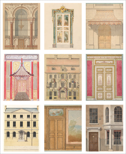 Set of 9 Mini Vintage Art Fabric Prints | Architecture