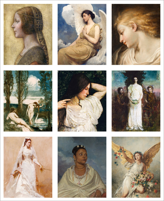 9 x MINI Vintage Art Fabric Prints | Ethereal Portraits Two