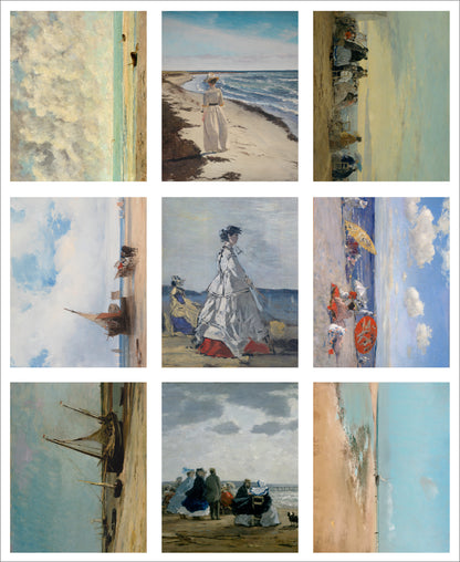 Set of 9 Mini Vintage Art Fabric Prints | Seaside