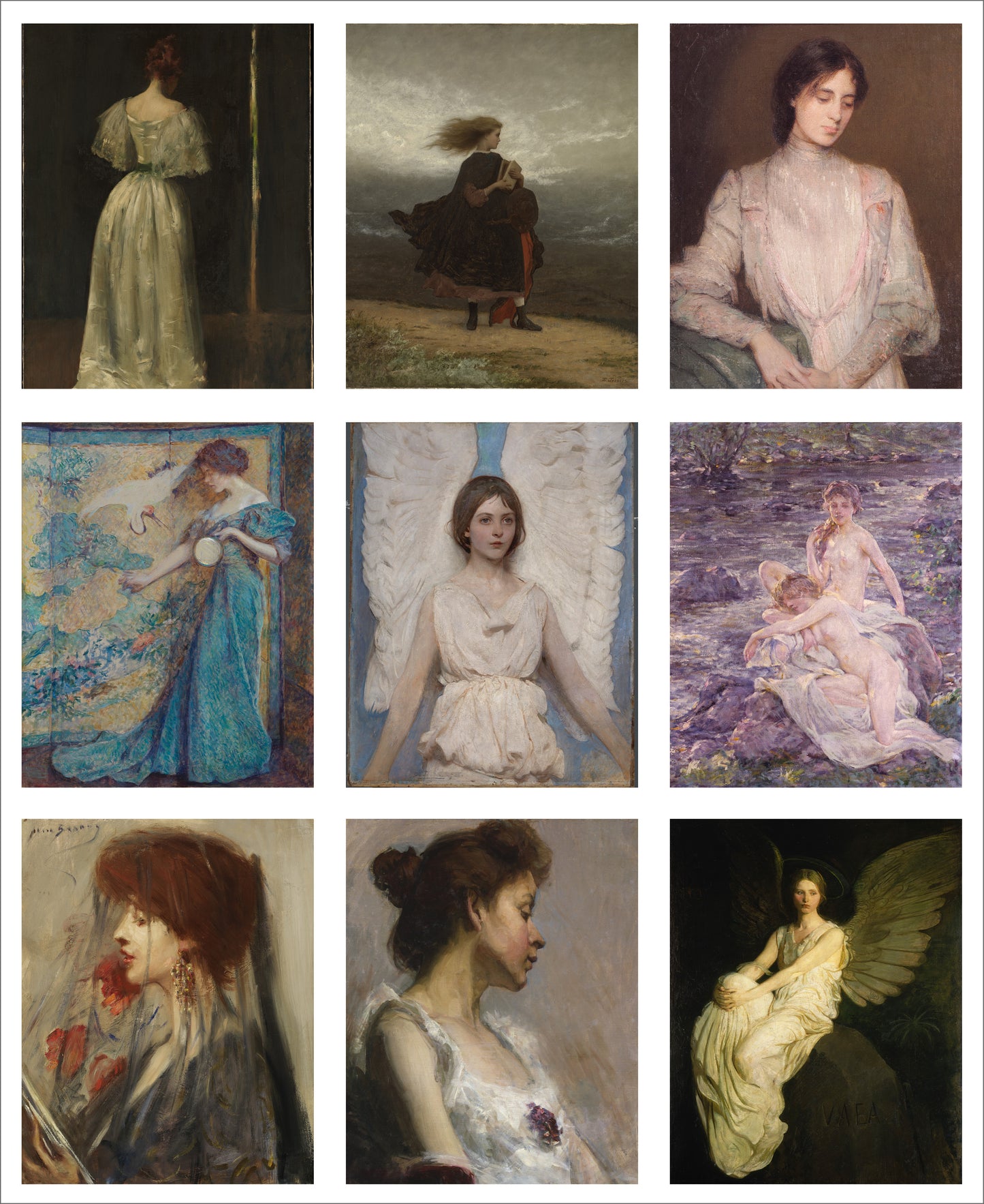 9 x MINI Vintage Art Fabric Panels | Ethereal Portraits