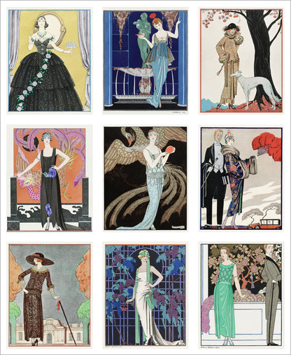 Set of 9 Mini Vintage Art Fabric Prints | 1920's Fashion