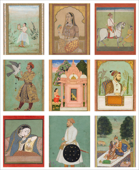 9 x MINI Vintage Art Fabric Prints | Indian Portraits