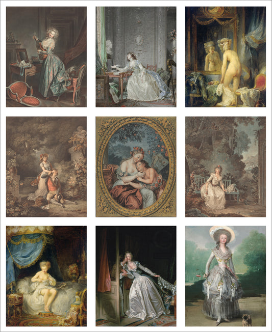 Set of 9 Mini Vintage Art Fabric Prints | Rococo