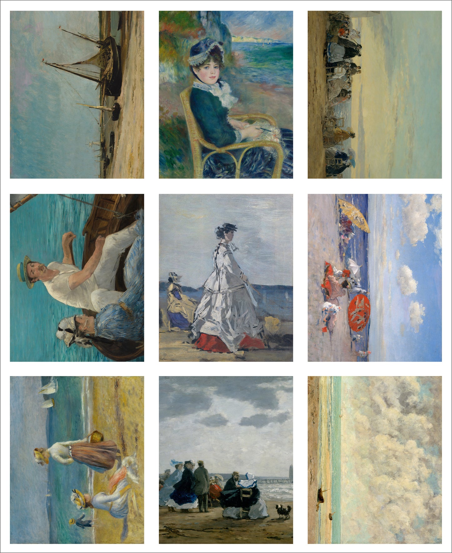 9 x MINI Vintage Art Fabric Panels | Seaside