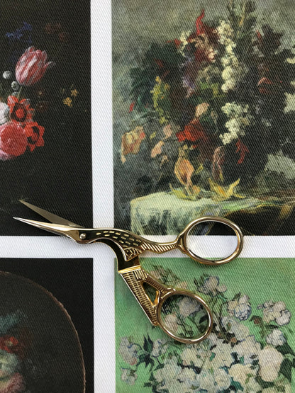 Set of 9 Mini Vintage Art Fabric Prints | Floral Paintings