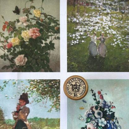 Set of 9 Mini Vintage Art Fabric Prints | Florals & Landscapes