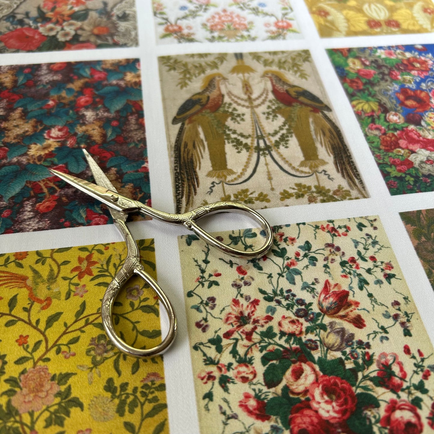 Set of 9 Mini Vintage Art Fabric Prints | Antique Wallpapers