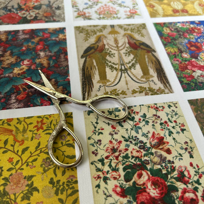 Set of 9 Mini Vintage Art Fabric Prints | Antique Wallpapers