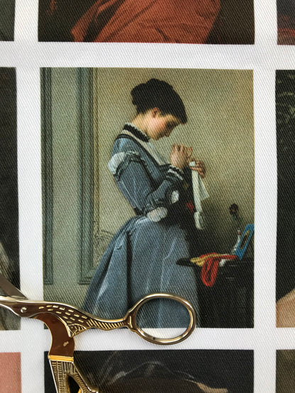 Set of 9 Mini Vintage Art Fabric Prints | 19th Century Portraits