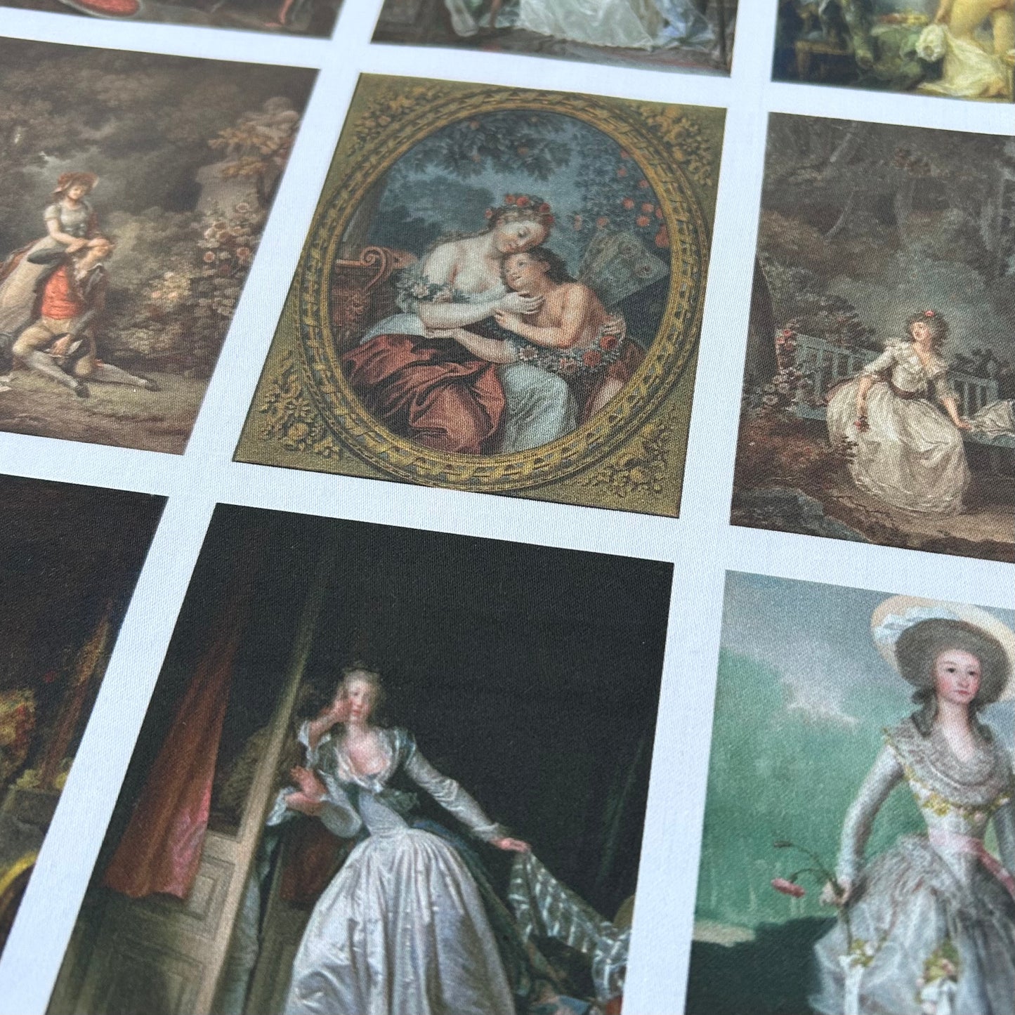 Set of 9 Mini Vintage Art Fabric Prints | Rococo