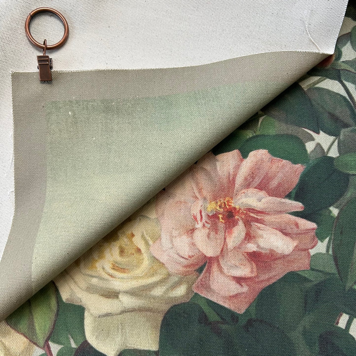 Vintage Art Textile Panel | Roses & Butterfly