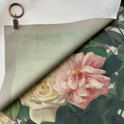 Vintage Art Textile Panel | Roses & Butterfly