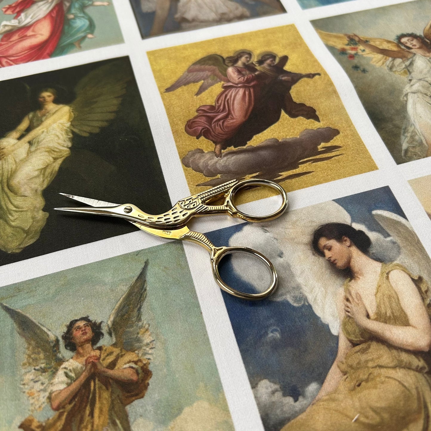 Set of 9 Mini Vintage Art Fabric Prints | Ethereal