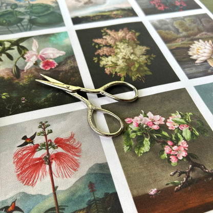 Set of 9 Mini Vintage Art Fabric Prints | Flora