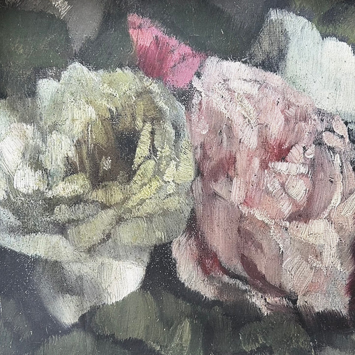Vintage Art Textile Panel | Old Roses