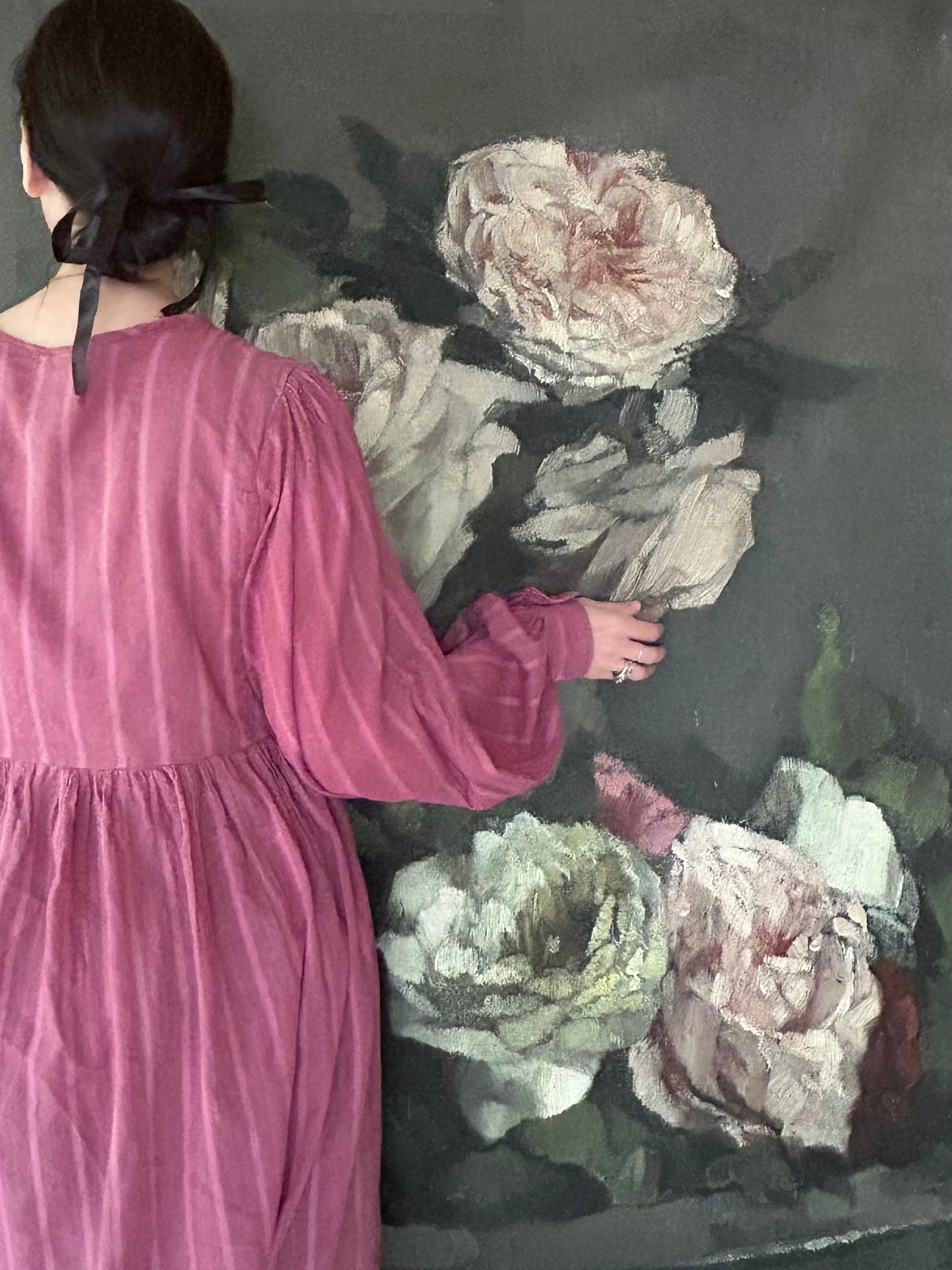 Vintage Art Textile Panel | Old Roses