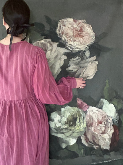 Vintage Art Textile Panel | Old Roses
