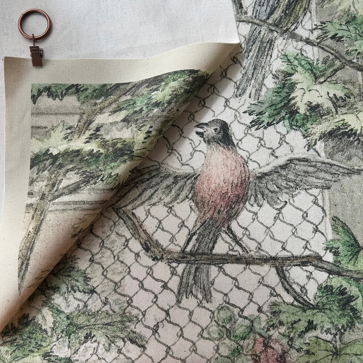 Vintage Art Textile Panel | Aviary