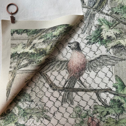 Vintage Art Textile Panel | Aviary