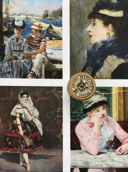 Set of 9 Mini Vintage Art Fabric Prints | Manet