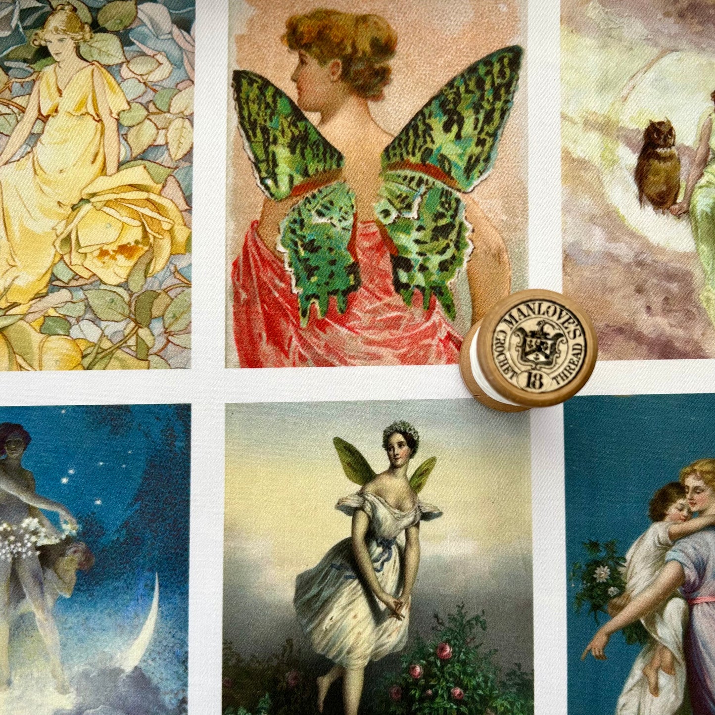 Set of 9 Mini Vintage Art Fabric Prints | Faery Tale