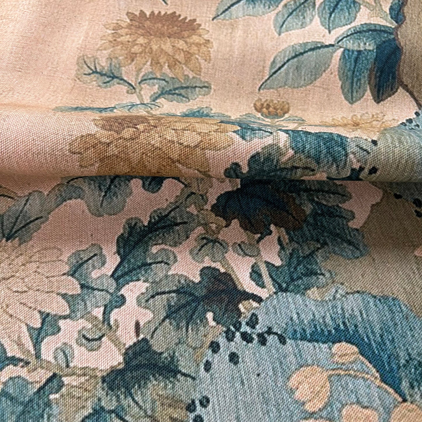 Vintage Art Textile Panel | Birds in a Peach Tree