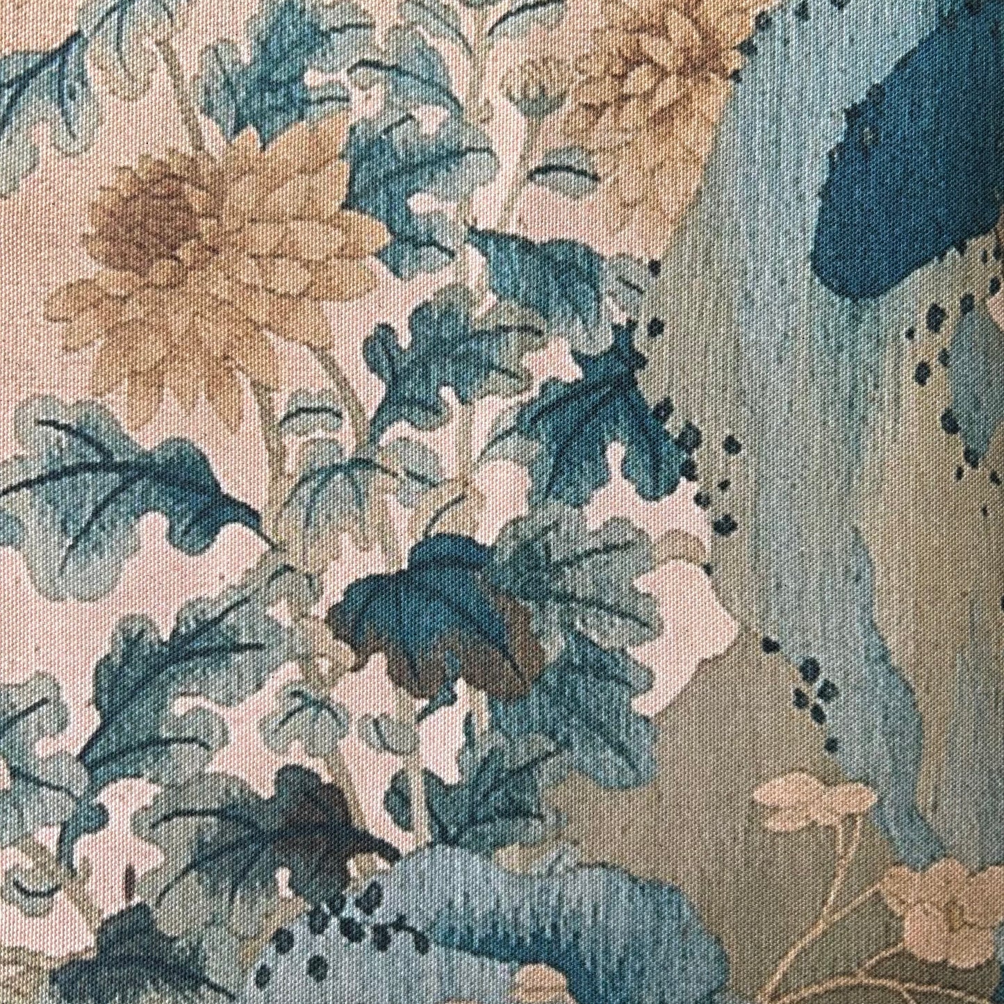 Vintage Art Textile Panel | Birds in a Peach Tree