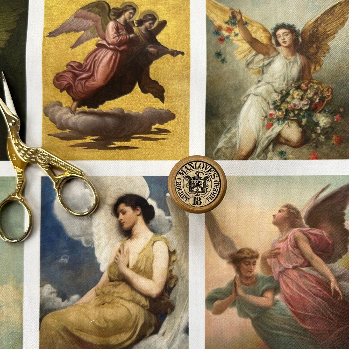 Set of 9 Mini Vintage Art Fabric Prints | Ethereal