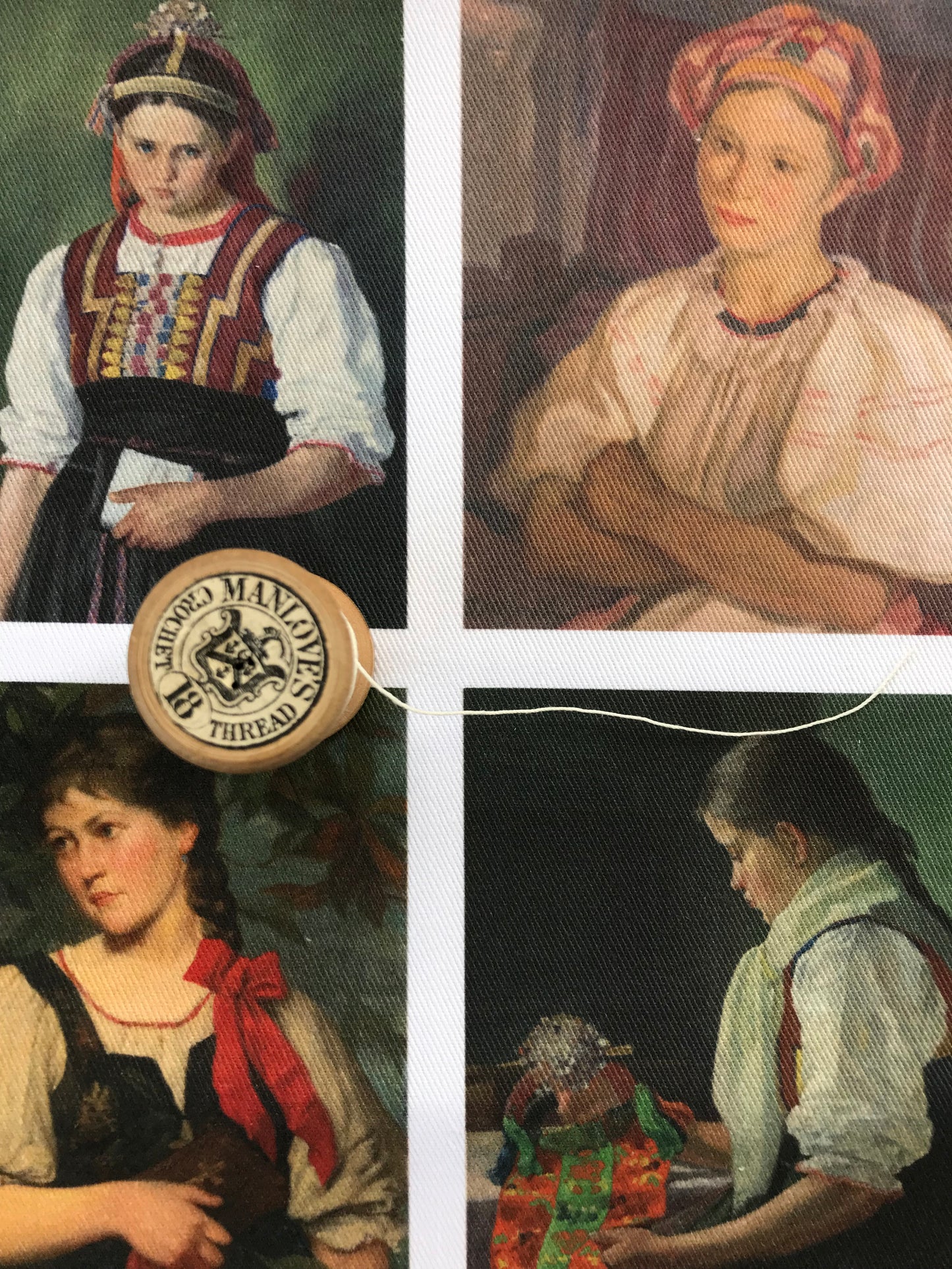 9 x MINI Vintage Art Fabric Prints | Folkloric Portraits