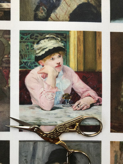 Set of 9 Mini Vintage Art Fabric Prints | Manet