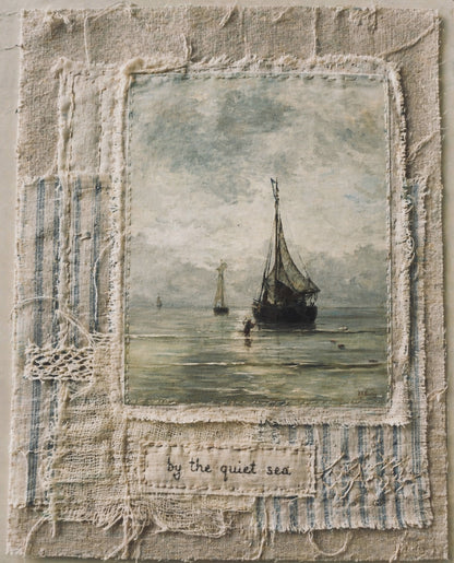 Set of 9 Mini Vintage Art Fabric Prints | Coastal